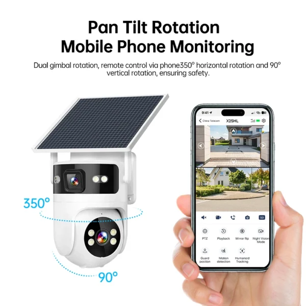 6MP AOV Solar Dual Lens PTZ Outdoor Security Camera 4G IP Camera AI ...