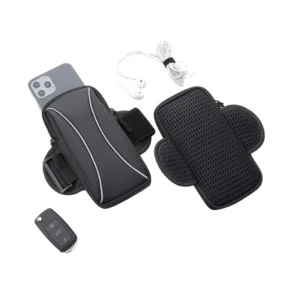 Portable Fashion PU Reflective Strip Design Sports Mobile Phone Arm Bag Outdoor Lightweight Anti-Fall Zipper Closure Pack of 2