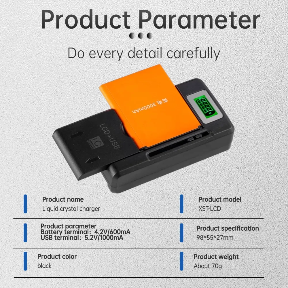 High Quality LCD Display PC Fireproof ABS Material Fast Charger for Mobile Phone Camera Universal Battery Charger 4.2V 800mA Pack of 10 - Image 3