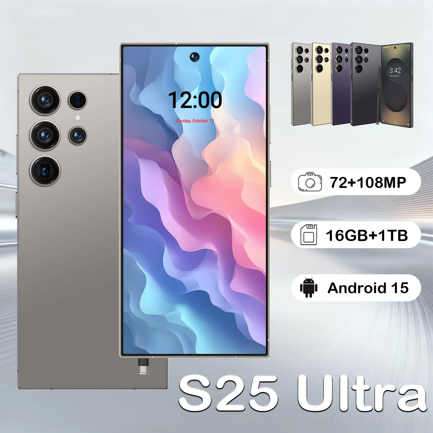 Ergonomic Grip S25 Ultra 7.3Inch 16GB+1TB 5G Dual SIM Smartphone with HD OLED 90Hz Display LTE Android 13 8000mAh+ Battery - Image 2