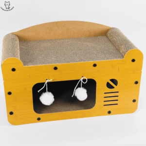 4-Season Cat Villa Bed, Scratcher & Toy Combo, Safe Warm Sleeping Sofa for Cats