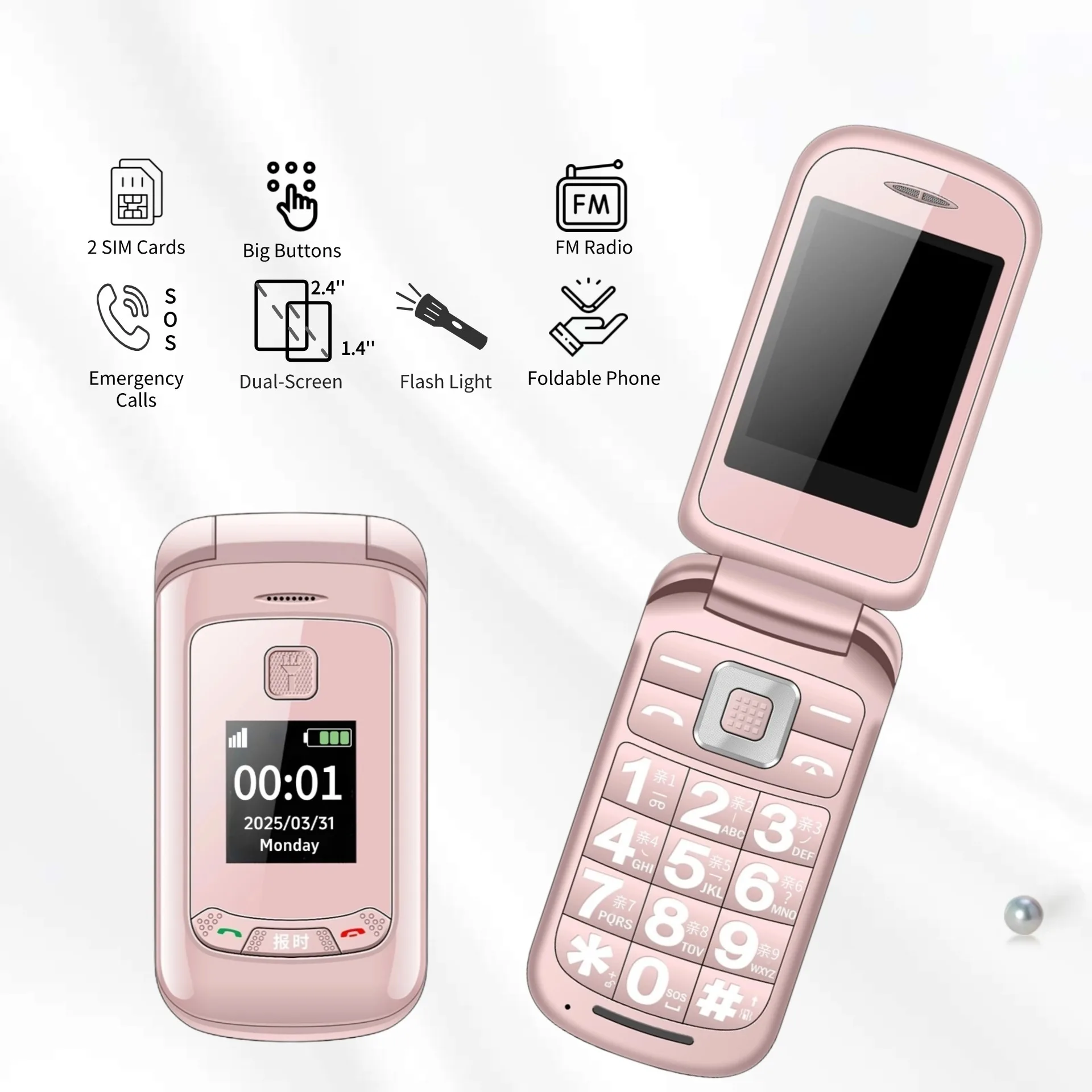 Newest Version G660 New Fashion Flip Phone 2.4 Inch Mobile Phone for Elderly People Gsm Cellphone