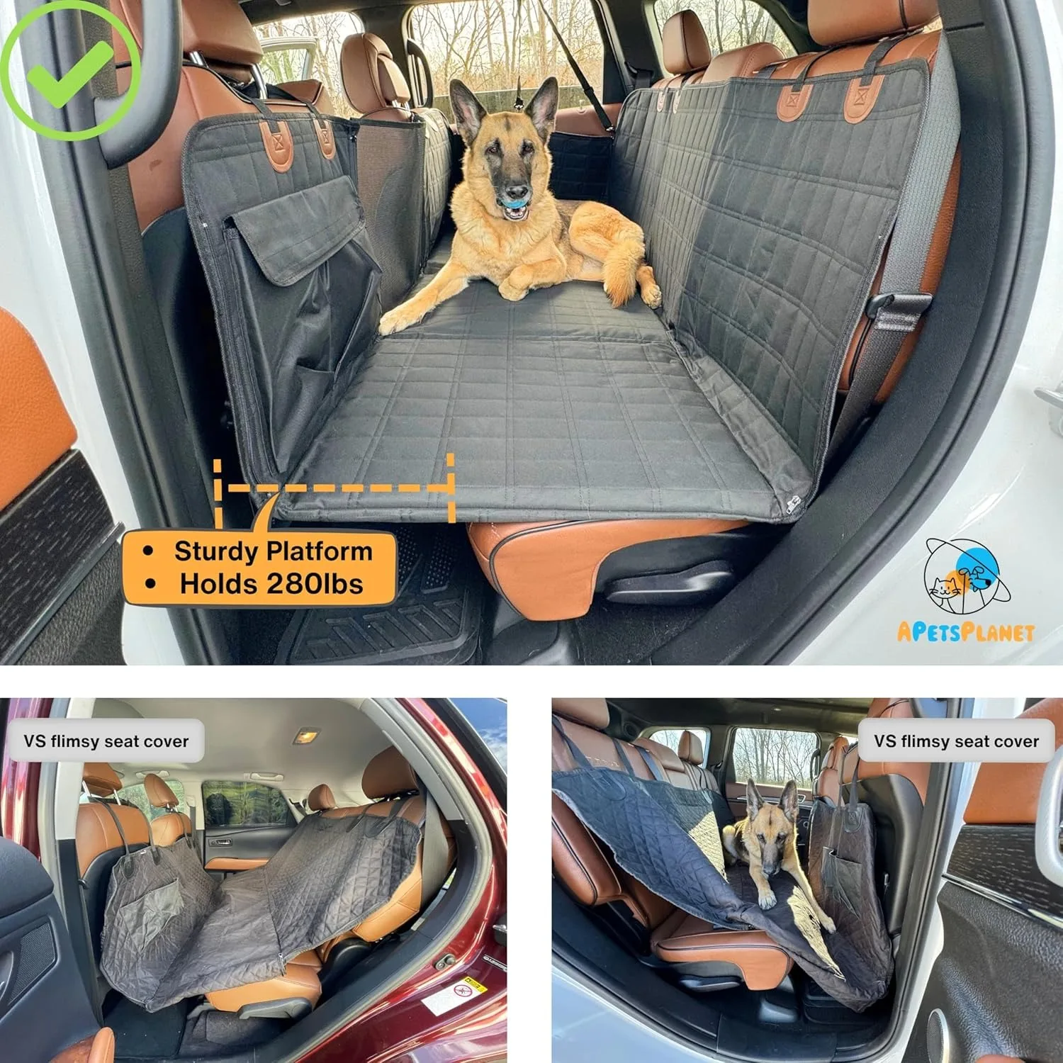 Luxury Pet Products Top Sellers Waterproof Backseat Extender Dog Car Seat Cover Pet Hammock Back Seat Hard Bottom Pack of 4 - Image 3