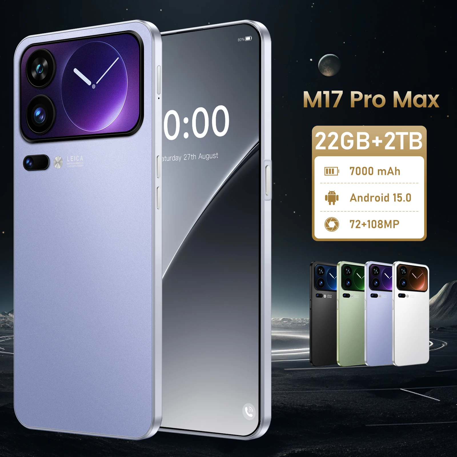 Highly Recommend New Product Android 15 OLED Mobile Phone M17 Pro Max 5G Smartphone Unlocked Phone for 7000mah - Image 3