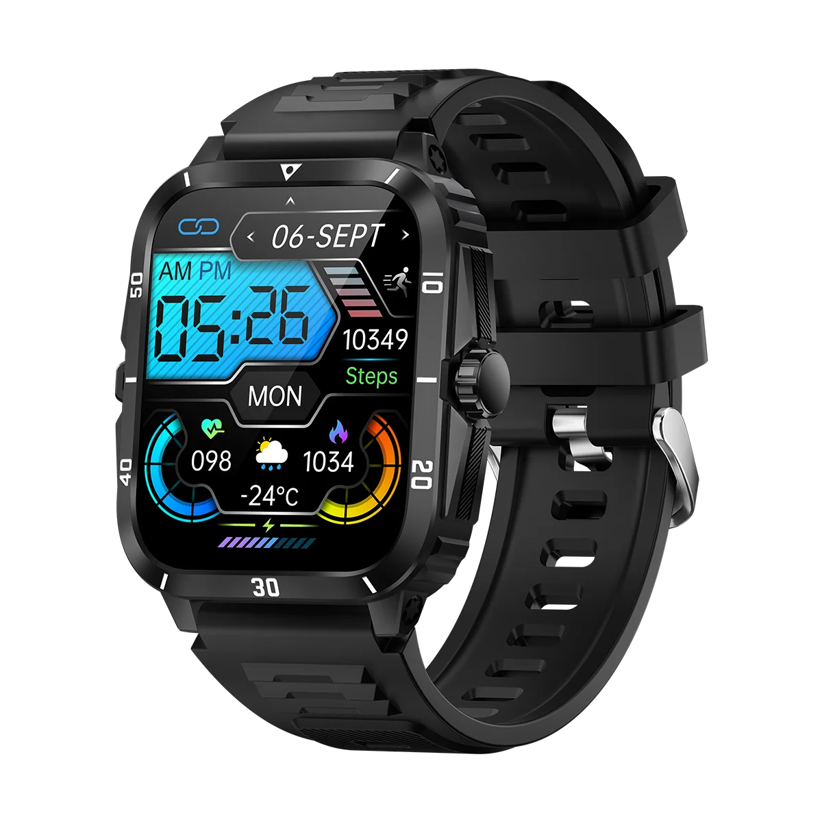 Outdoor Smart Watch KT71 Sport Tracker 1.96 Inch Screen 3ATM Waterproof BT Calling Heart Rate Blood Pressure Smartwatch Men Pack of 2 - Image 4