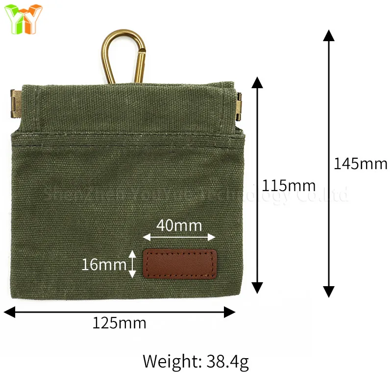 Waxed Canvas Dog Treat Storage Bag Pouch Shrapnel Leather Label Pet Snack Food Bag Holder with Hook for Pet Pack of 2 - Image 2
