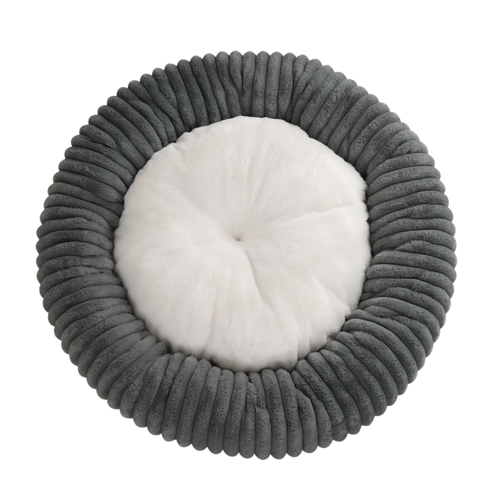 New Fur Round Donut Dog Bed Luxury Comfortable Washable Warm Pet Bed Cat Mat Faux Rabbit Fur for Small Large Dogs Pack of 2 - Image 3