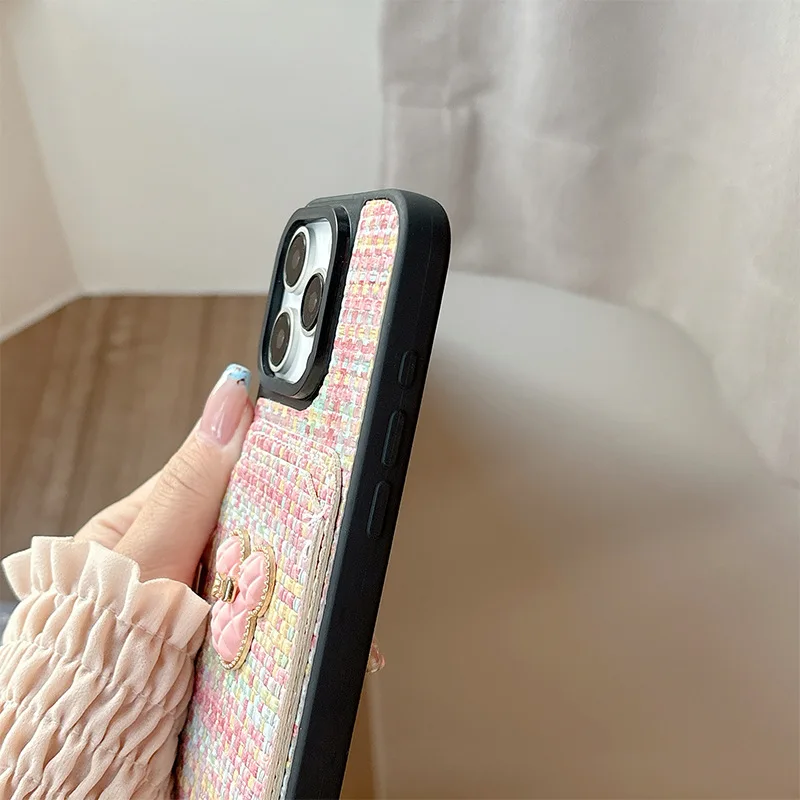 Korean Cartoon Mouse Card Holder PU Texture Case Fashion Simple Design iPhone Cover for 15 Plus 16 for iPhone 17 Pro Max Pack of 5 - Image 3