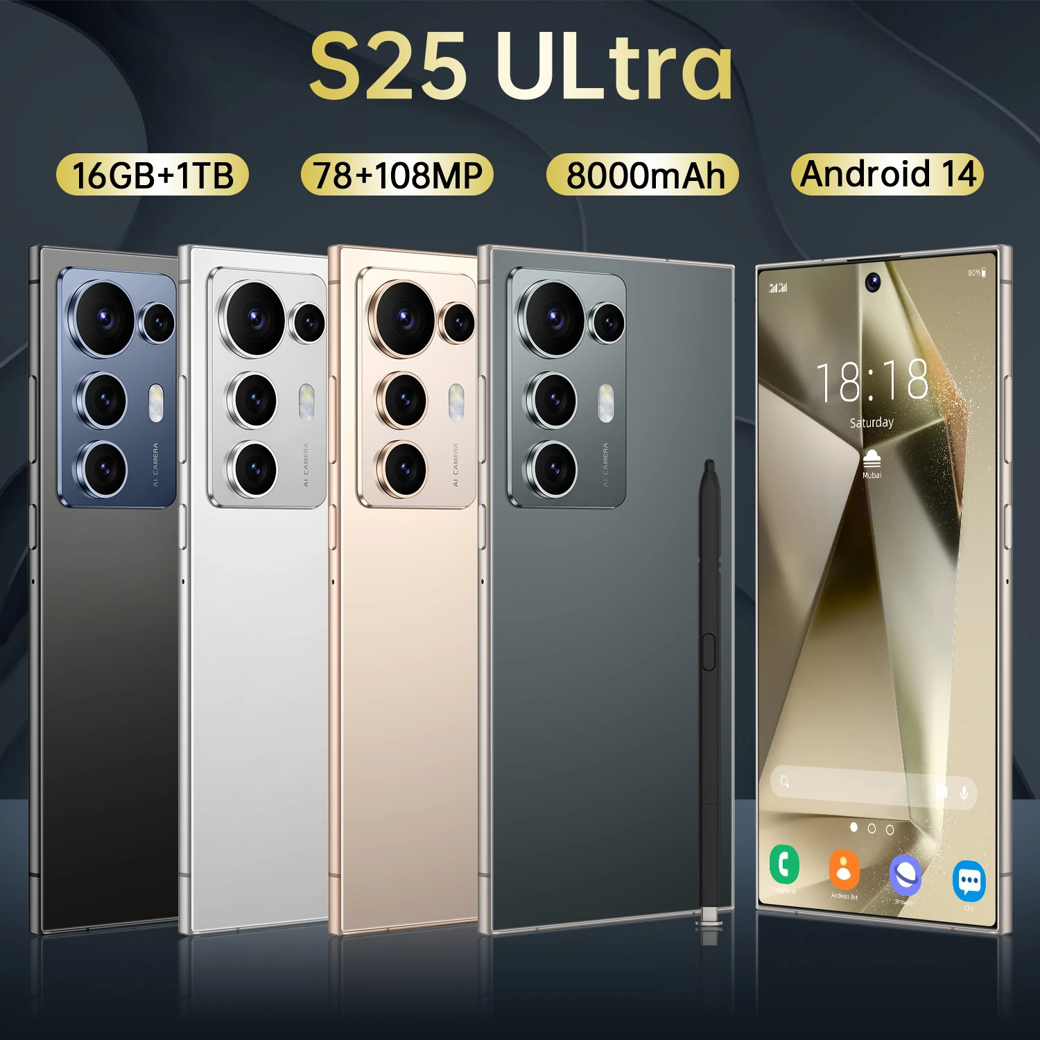 Trending Phones S25 U Smartphones 16gb+1tb 5g Dual Sim Cellphone Mobile Phone - Image 2