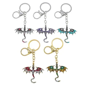 Wholesale Retro Drip Oil Enamel Cartoon Flying Dragon Style Keychain for Heavy Industry Hip Hop Animal Accessories Keyrings Pack of 20