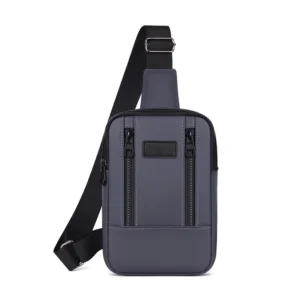 Trendy Urban Simplicity PU Portable Mobile Phone Crossbody Shoulder Bag for Men's Outdoor Riding Sports Wear Resistance Zipper