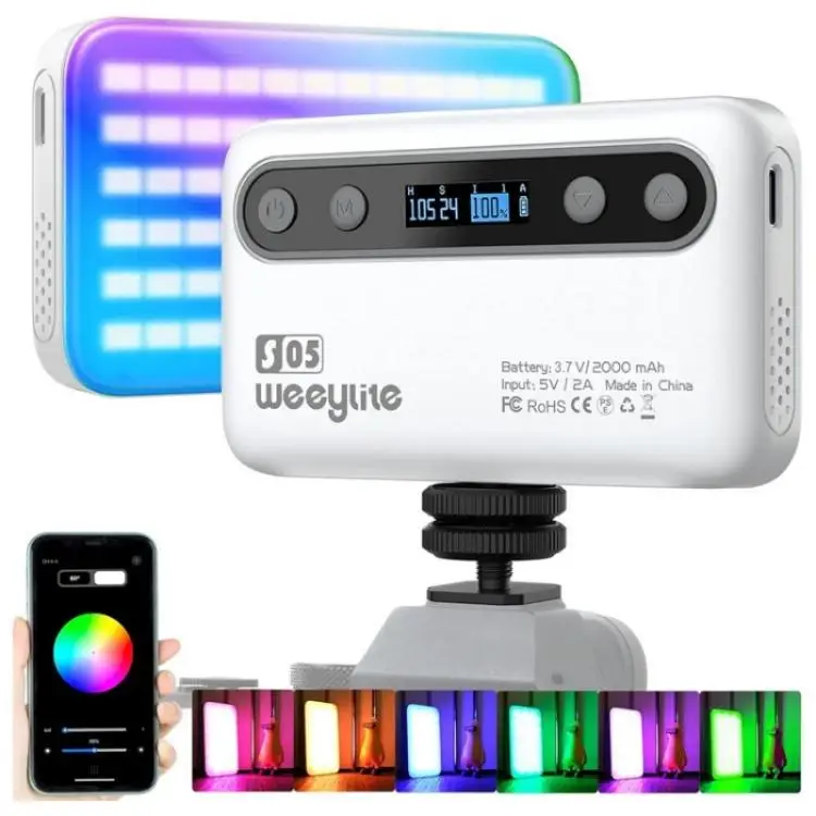 Portable Weeylite S05 Portable App Control Phone Fill Lamp Video Live Streaming Photography RGB Full Color Fill Light
