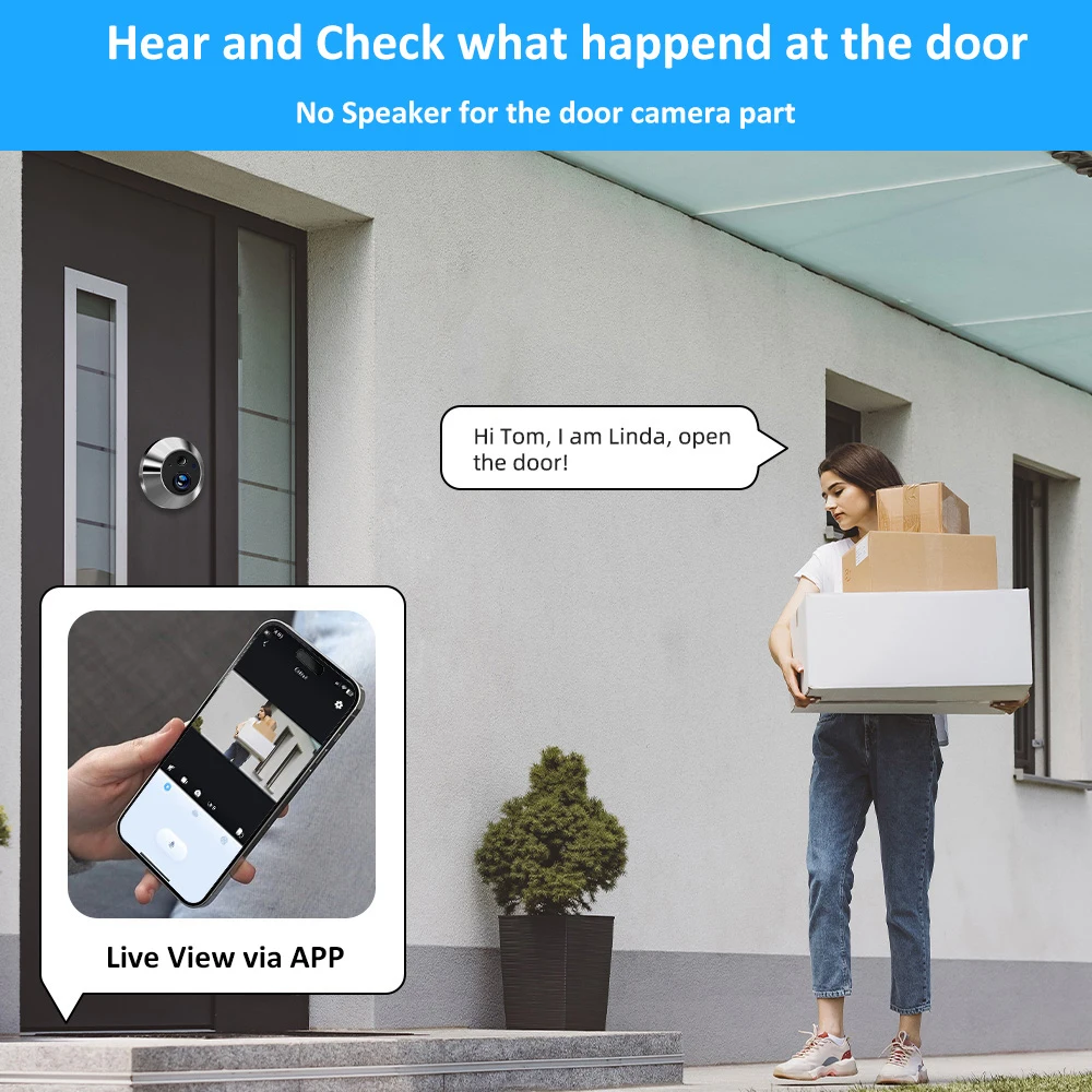 Home Smart Tuay Wireless 2.4G Wifi Peephole Video Door Camera 3MP PIR One Way Audio Security Door Eye With Camera for Apartment - Image 2
