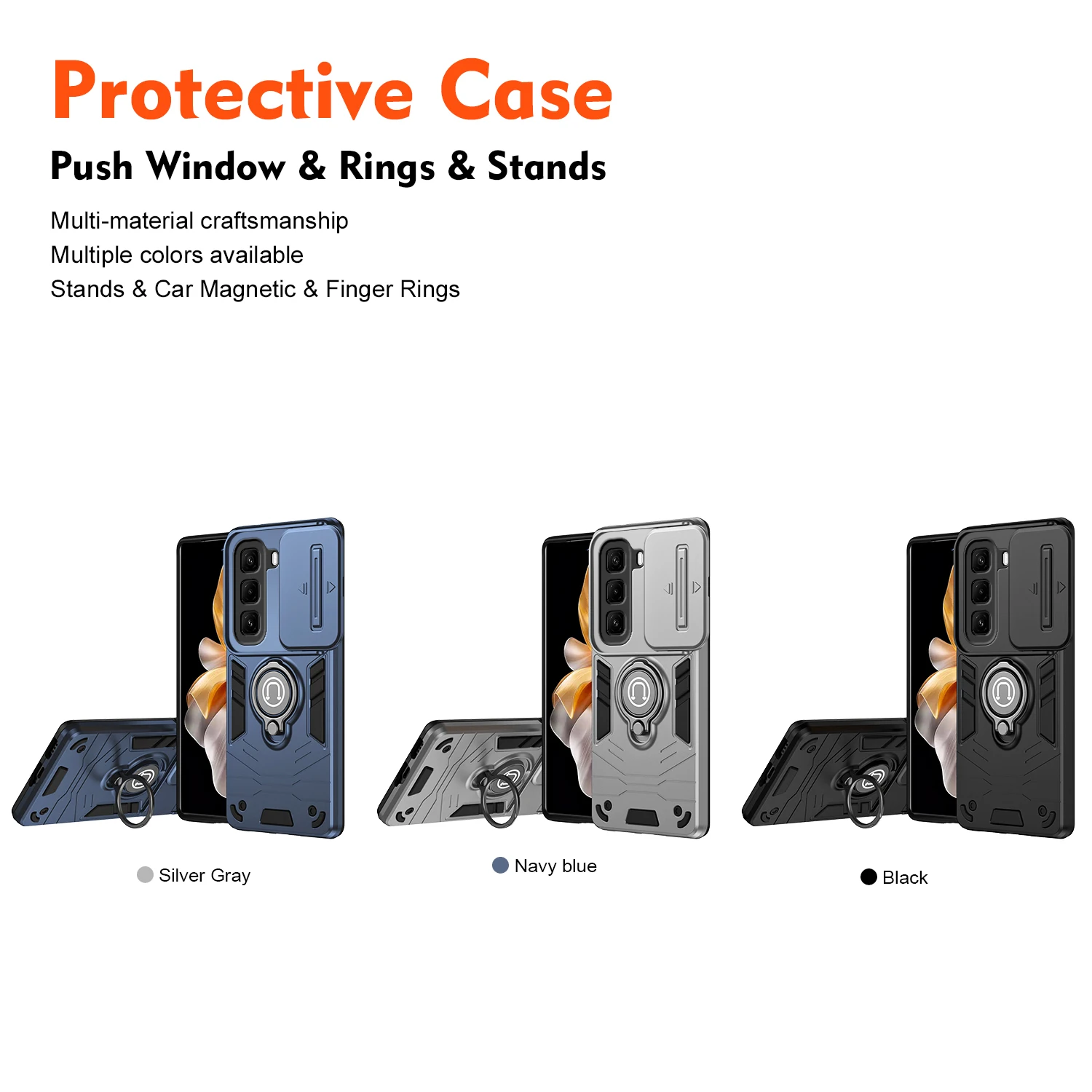 Armor Ring Stand Holder Shockproof Case For Tecno Spark Go Smart 9 Hot 50i 40i Spark 20C Hot 50 Pro Plus Pack of 5 - Image 2
