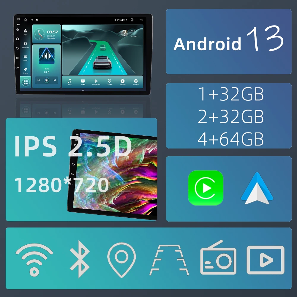 Android 13 Carplay Auto Radio GPS Navigation 2+32GB IPS AHD Video Player Car Stereo for Toyota Camry 2012-2014 - Image 4