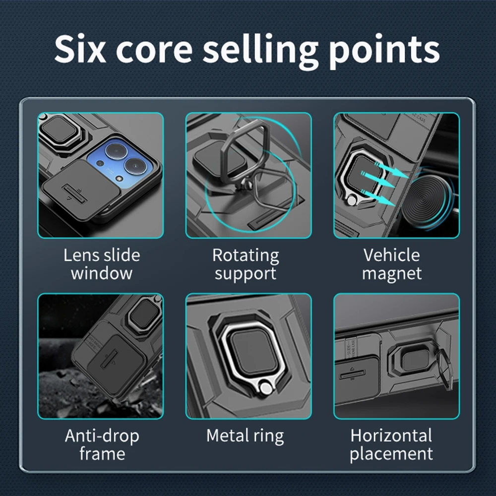 For Xiaomi Redmi 15C 4G 171mm Case Shockproof Armor Magnetic Holder Ring Case for Redmy 15C 15 C Redmi15C 4G Lens Protect Cover Pack of 10 - Image 4