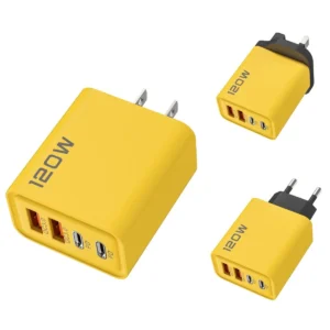 Multiple 120W 4 Port PD Adapter Charger Fast Charging Dual Type C Dual Usb Wall Charger for Mobile Phone Pack of 2