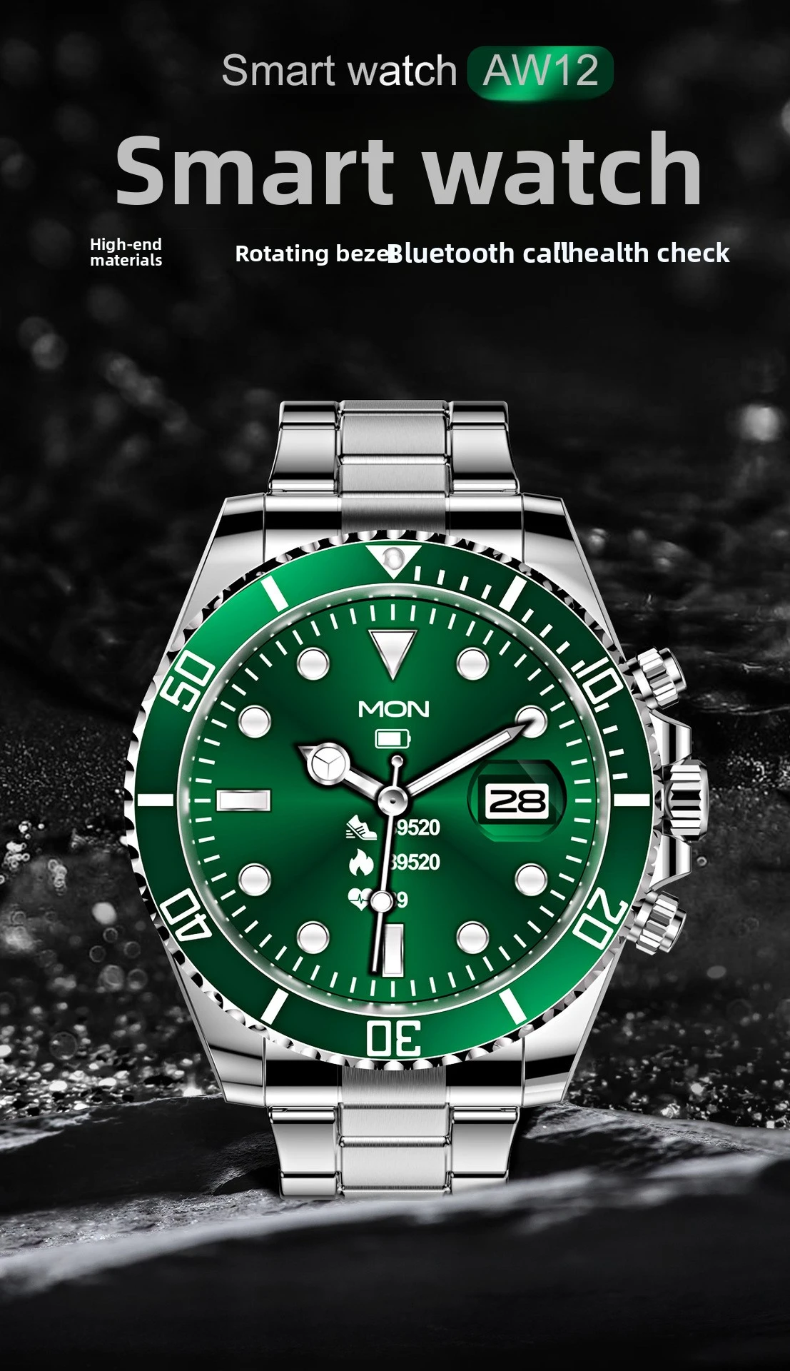 Best-selling New Model AW12 Electric Bluetooth Calling Smart Watch Rotation Feature Music/heart Rate/blood Pressure Detection Pack of 2 - Image 3