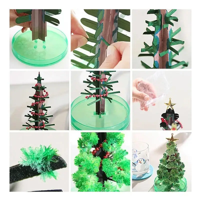 Wowei Magic Growing Crystal Christmas Tree Toy Presents Novelty Kit for Kids Funny Educational and Party Toys Diy Xmas Ornaments Pack of 10 - Image 4