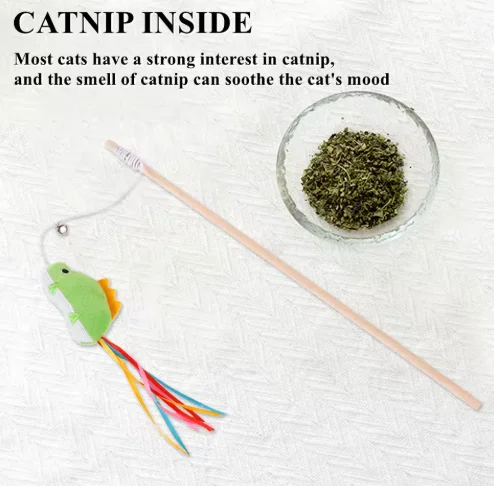 Interactive Velvet Cat Toys Stick Cat Toy with Catnip Indoor Cats Charmer Wand Teaser Kitten Toys Pack of 30 - Image 3