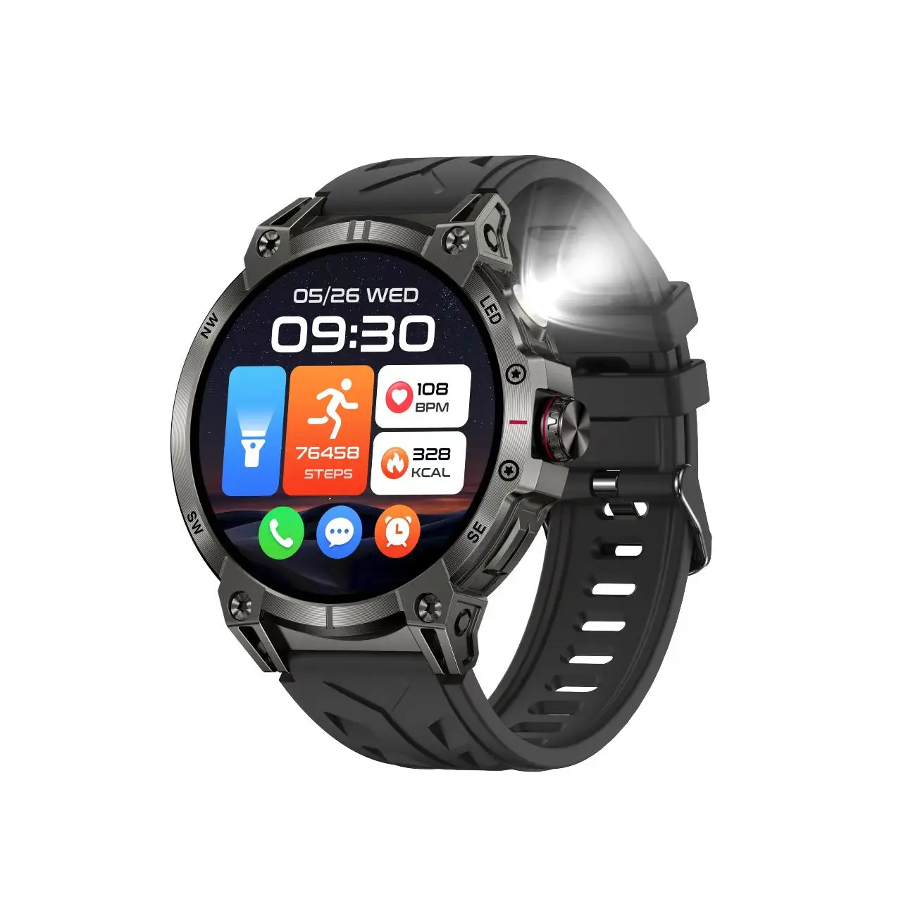 KC89 Smartwatch 1.85-Inch GPS Position BT Call IP68 Waterproof Health Monitoring Heart Rate Outdoor Sports Smart Watch for Men Pack of 2 - Image 4