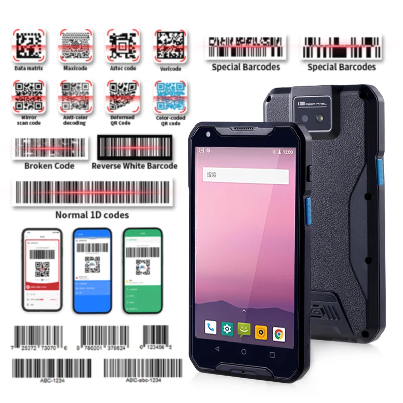 JR-927PDA 5.0 Inch PDA Rugged Android Smart Terminal 2D Barcode Scanner USB WIFI for IP64 High Quality Mobile Industrial