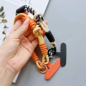 Stylish Cute Contrast Color Simple Hand Strap Adjustable Short Mobile Phone Lanyard Clip-On Case Universal Anti-Lost Strap Pack of 5