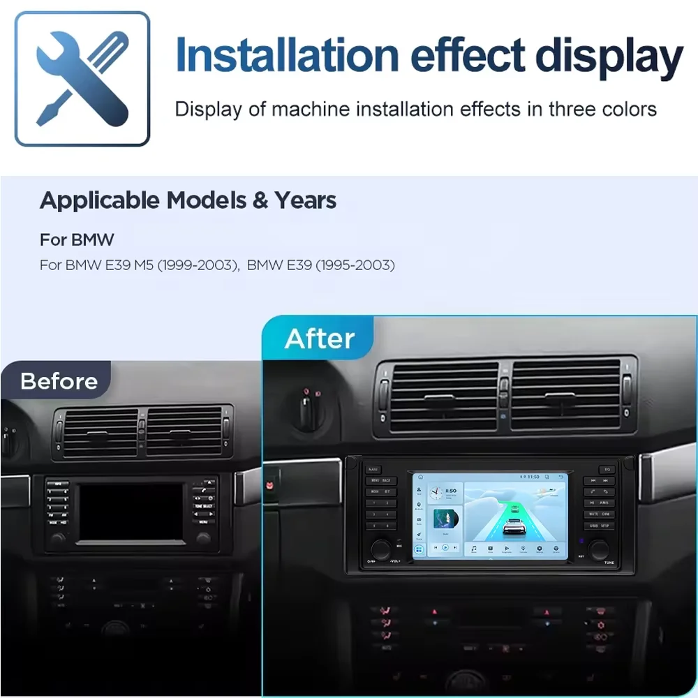 7 Inch Carplay Audio for BMW 5 Series E39 X5 E53 Video Player GPS Autoradio Multimedia Android 15 Auto Play 2 Din DSP Audio - Image 3