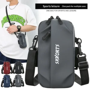 Cross-border Running Arm Mobile Phone Bag Men's Women's Outdoor Sports Lightweight PU Shockproof Zipper Closure Casual Bag