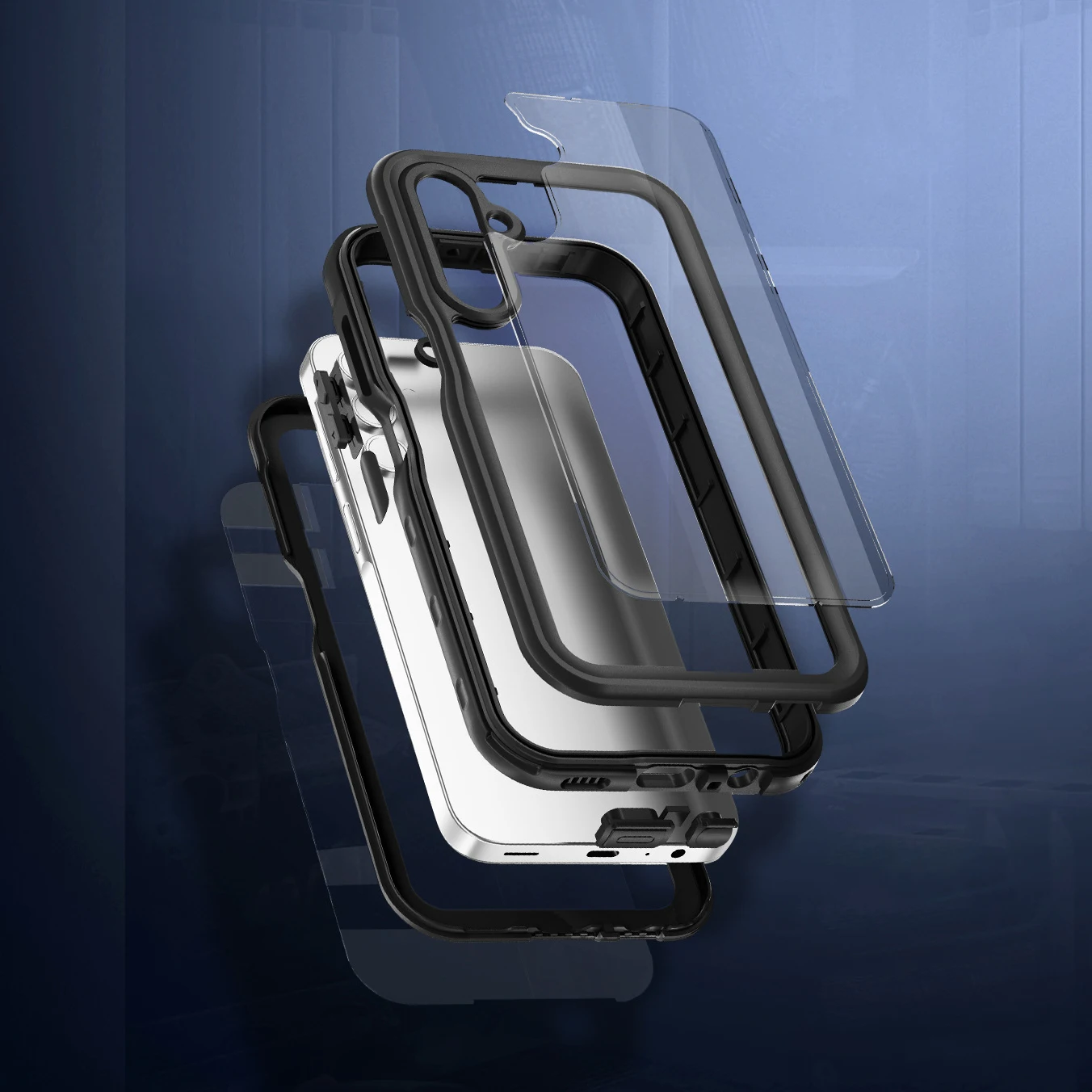 Waterproof Rugged Shockproof Tpu Pc Rubber Silicone Mobile Case with Strap Screen Protector 15 14 13 12 11 for iphone 16 Pack of 10 - Image 3