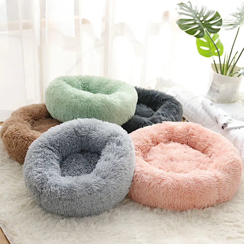 Super Soft Dog Cushion Round Washable Plush Donut Puppy Cat House Velvet Mats Sofa Portable Pet Bed Pack of 10