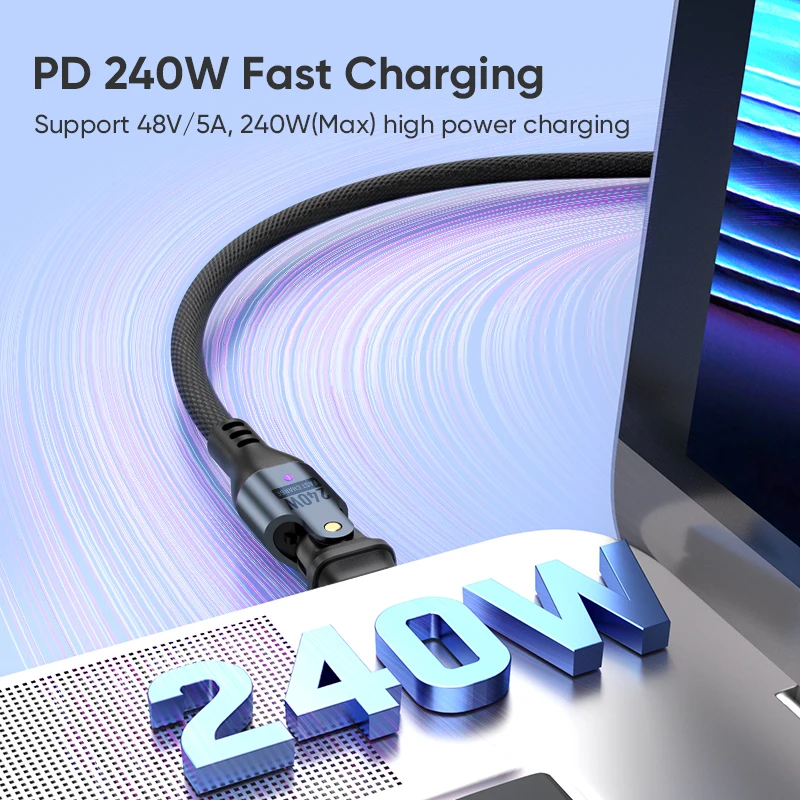 48V/5A Fast Charging Type-C Cable | Pd 240w USB C to Type C Phone Laptop Quick Charger Cable 180 Bending - Image 4