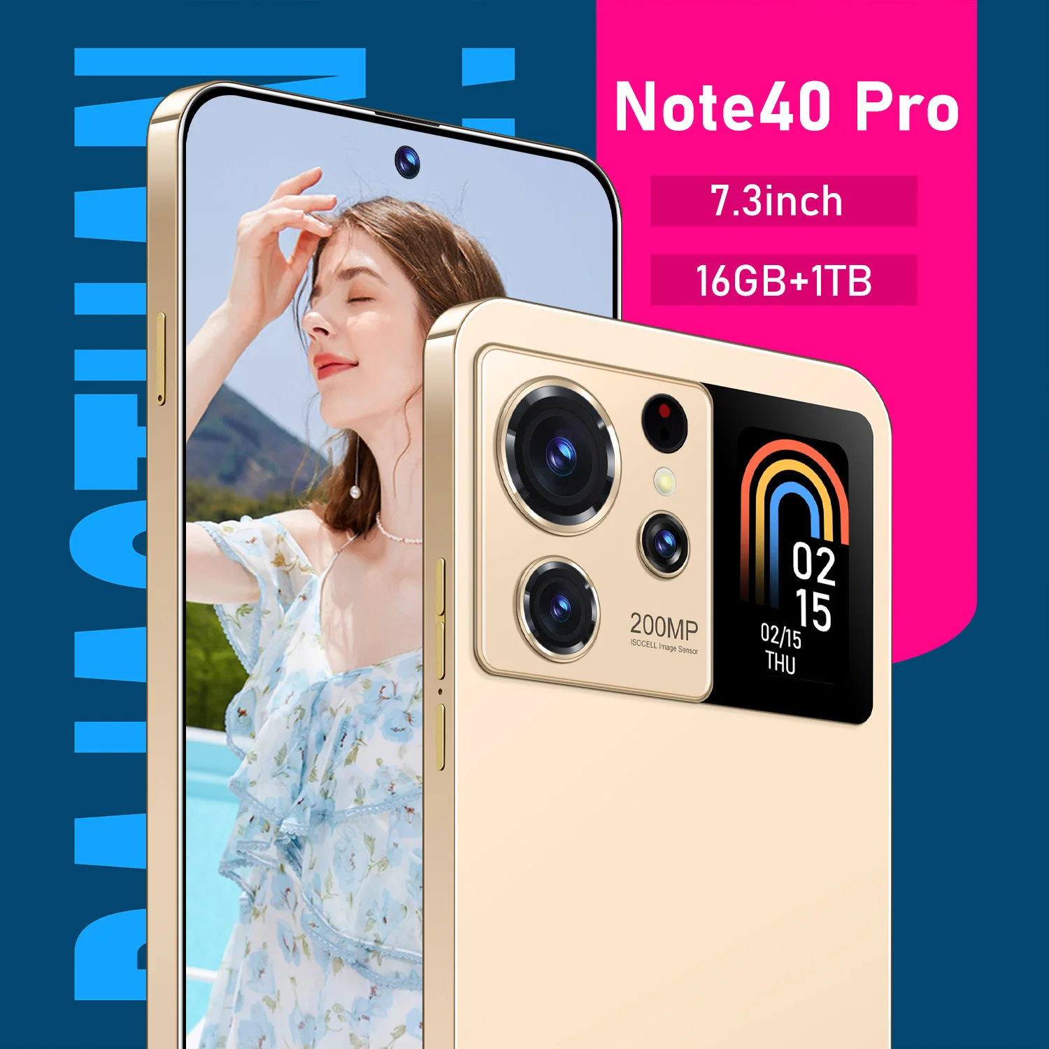 Crisp Details Note 40 Pro 16+1tb 5g-smartphone 7.3 Inch Unlocked Dual Card 5G Cellphone HD OEM New Smartphone Deal