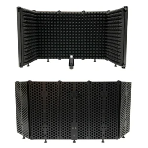 Plastic 5 Panel Microphone Isolation Shield Foldable Studio Recording Mic Filter Mic Sponge Soundproof Shield