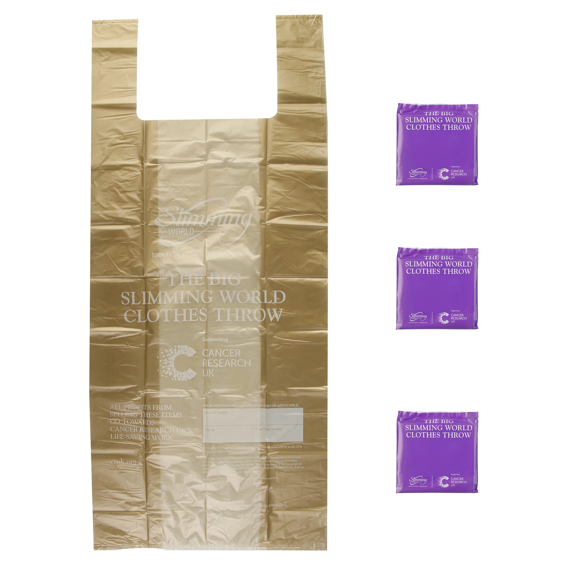 Wholesale Competitive Price Plastic Collection Bags Customize Printing Charity Bags Pack of 10