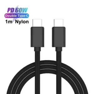 Wholesale 1M Durable Nylon Braided 60W 3A USB C Type-C to USB Type-C PD Fast Charging Cable for Mobile Phone Tablet Notebook Pack of 10