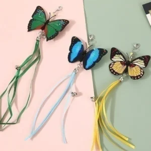 New Cat Teaser Wand With Colorful Butterfly Ribbon Replacement Pack of 100