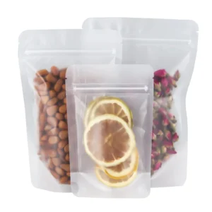 Cailyn Custom Reusable Stand Bottom Pouch Food Nuts Storage Pouches Clear ZipLock Self Sealing Transparent Packaging Bags