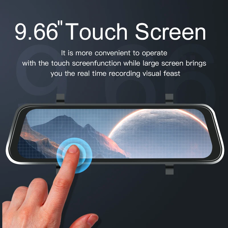 9.66inch Auto Wireless Projection Screen Monitor Carplay Android Rearview Backup Camera with 4K Resolution for Car Reversing - Image 3