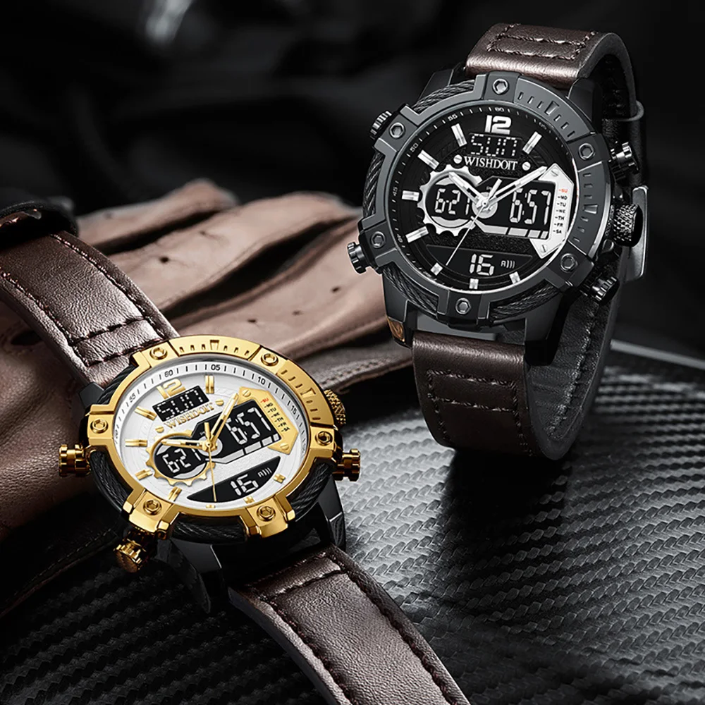 Outdoor Sports Electronic Watch LED Stopwatch Analog Quartz Watch Large Dual Display Waterproof Digital Watches - Image 3