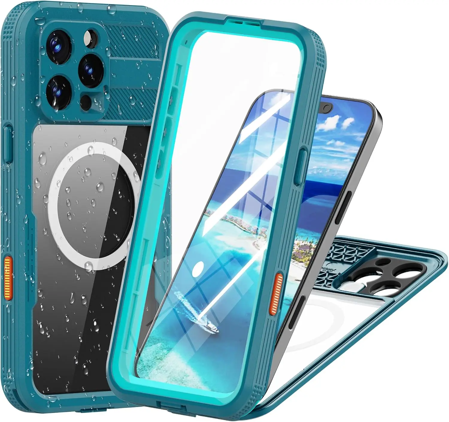 Luxury Swimming Case Water-Proof Magnetic Wireless Charging Case Packaged in OPP Bag for iPhone 16 Pro Max