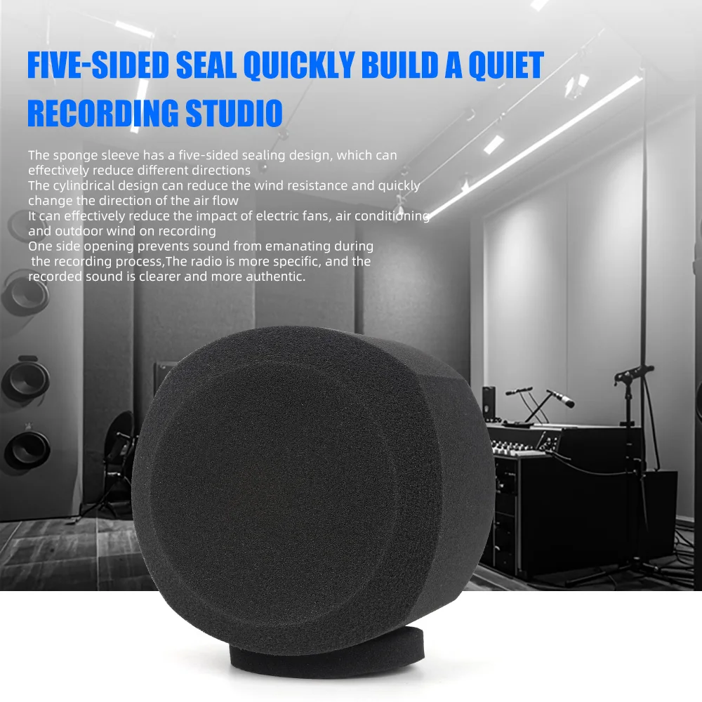 Small Live Karaoke Recording Equipment Microphone Soundproof Cover Windproof Noise Reduction Dynamic Microphone Sponge Cover - Image 4