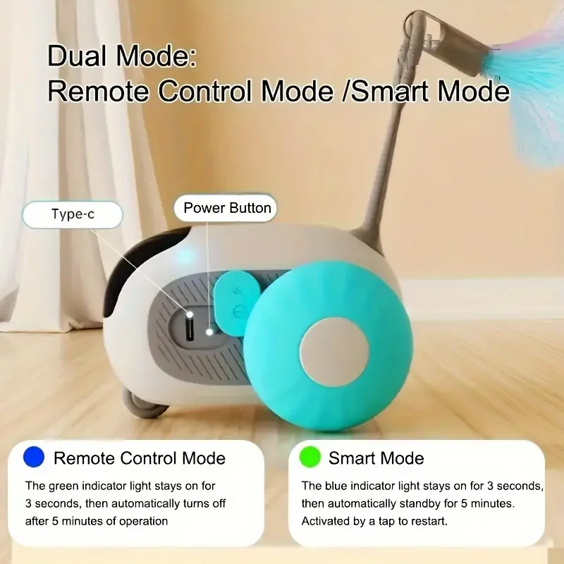 Interactive Funny Remote Control Car Smart Teaser Rotate Cat Toys Automatic Intelligent Rolling Remote Control Dual Mode - Image 4