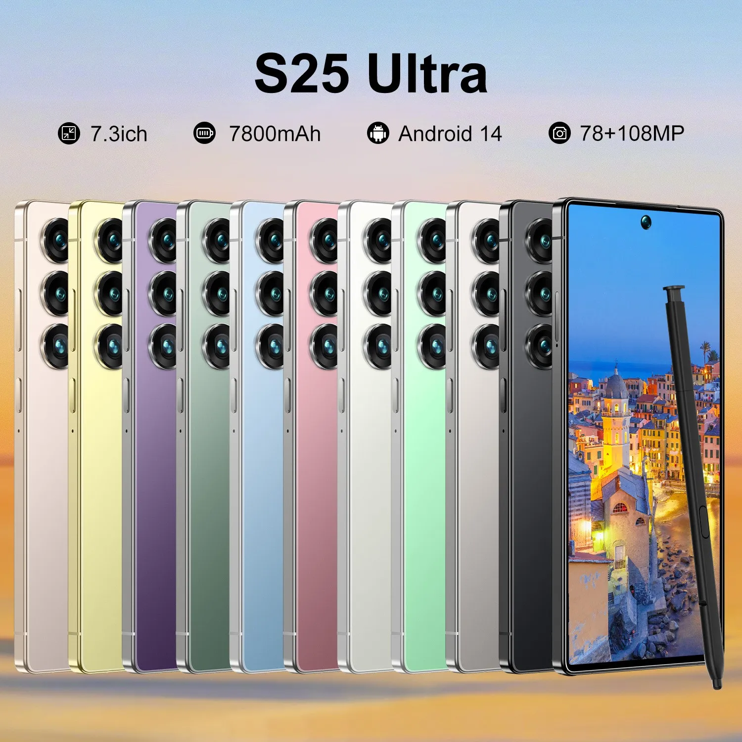 new S25 Ultra 5G Smartphone 7.3 Inch HD Deca Core OLED 108MP Rear Camera LTE Newest Android 14 Global Version Mobile Phone