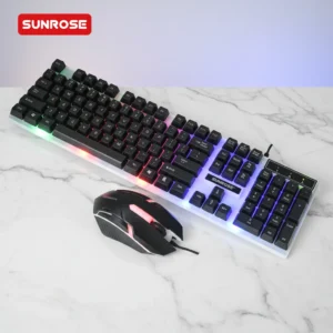 Sunrose T27 Slim LED Backlit 104-Key USB Wired Gaming Keyboard and Mouse Combo with 3-Key Anti-Ghosting Office Use Pack of 30