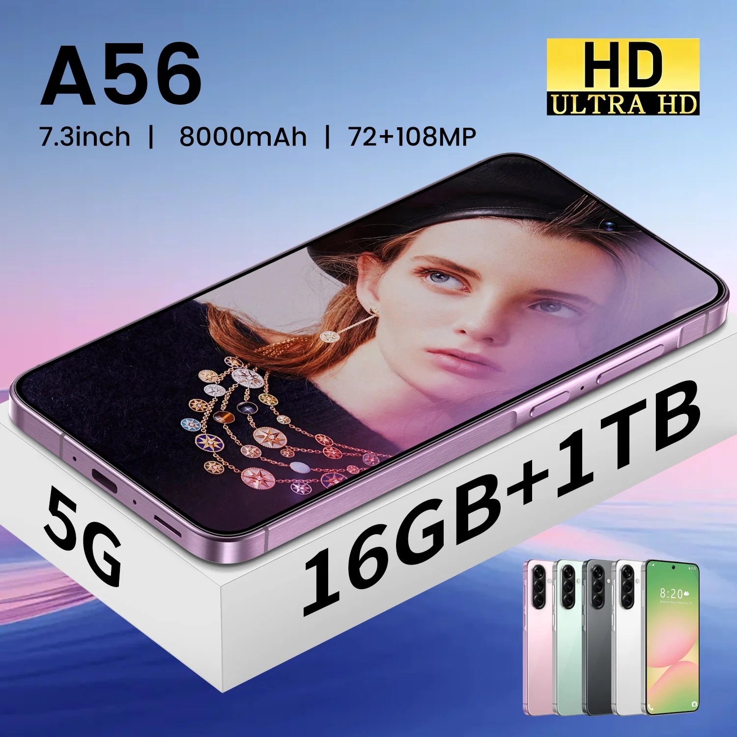 High - Capacity Battery, Basic Functions Feature Phone A56 for Backup - Image 3
