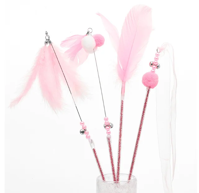 Funny Cute & Modern Interactive Cat Toy Turkey Feathers Teaser Bell Lifelike Plastic Material Sustainable Classic Carton Packing Pack of 100