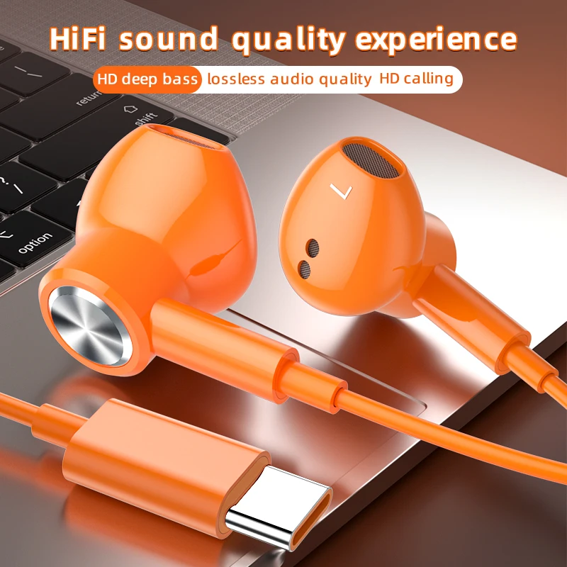 Wired Type-C Earphones for Phone Android Music Earphones with Built-in Remote to Control Music & Call Volume Pack of 2 - Image 2