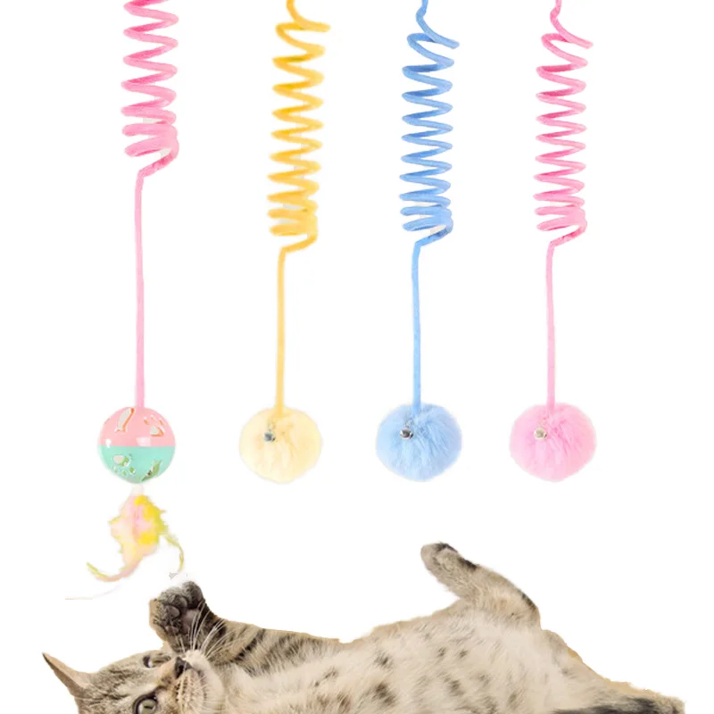 Eco-Friendly Fashion Style Cat Toy Interactive Sports Plush Hair Ball with Feather Teaser Cats' Favourite Pet Toy Pack of 10 - Image 4