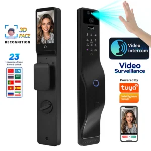 Face Recognition Smart Door Lock Israel Mortise Wifi Fingerprint Cerradura Tuya Inteligente Digital Lock With Camera for Home